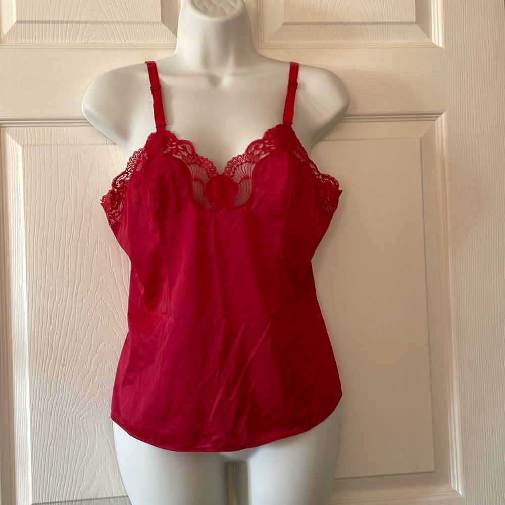 French Maid Vintage Sexy Lingerie Camisole Red Lace Size 38